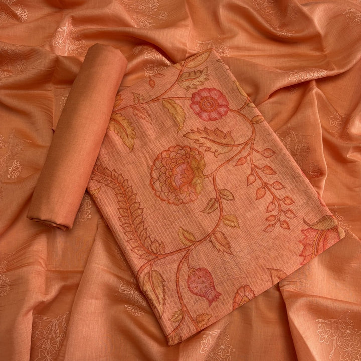 Premium Silk Chanderi Hand Print Unstitched Suit-S301184-1