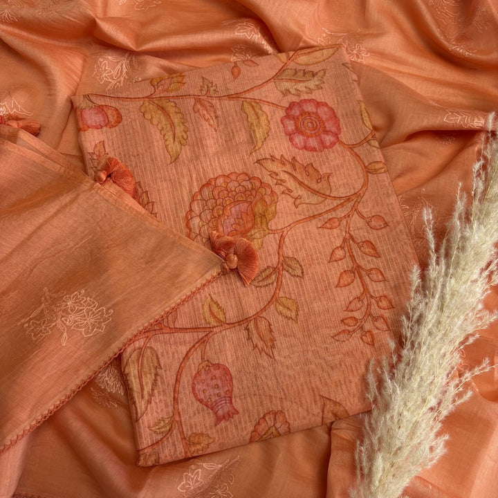 Premium Silk Chanderi Hand Print Unstitched Suit-S301184-1