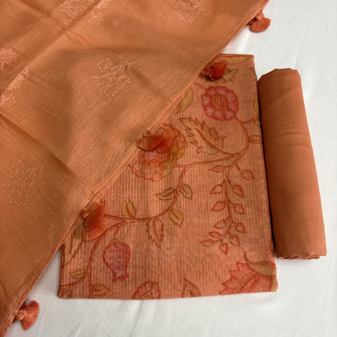 Premium Silk Chanderi Hand Print Unstitched Suit-S301184-1