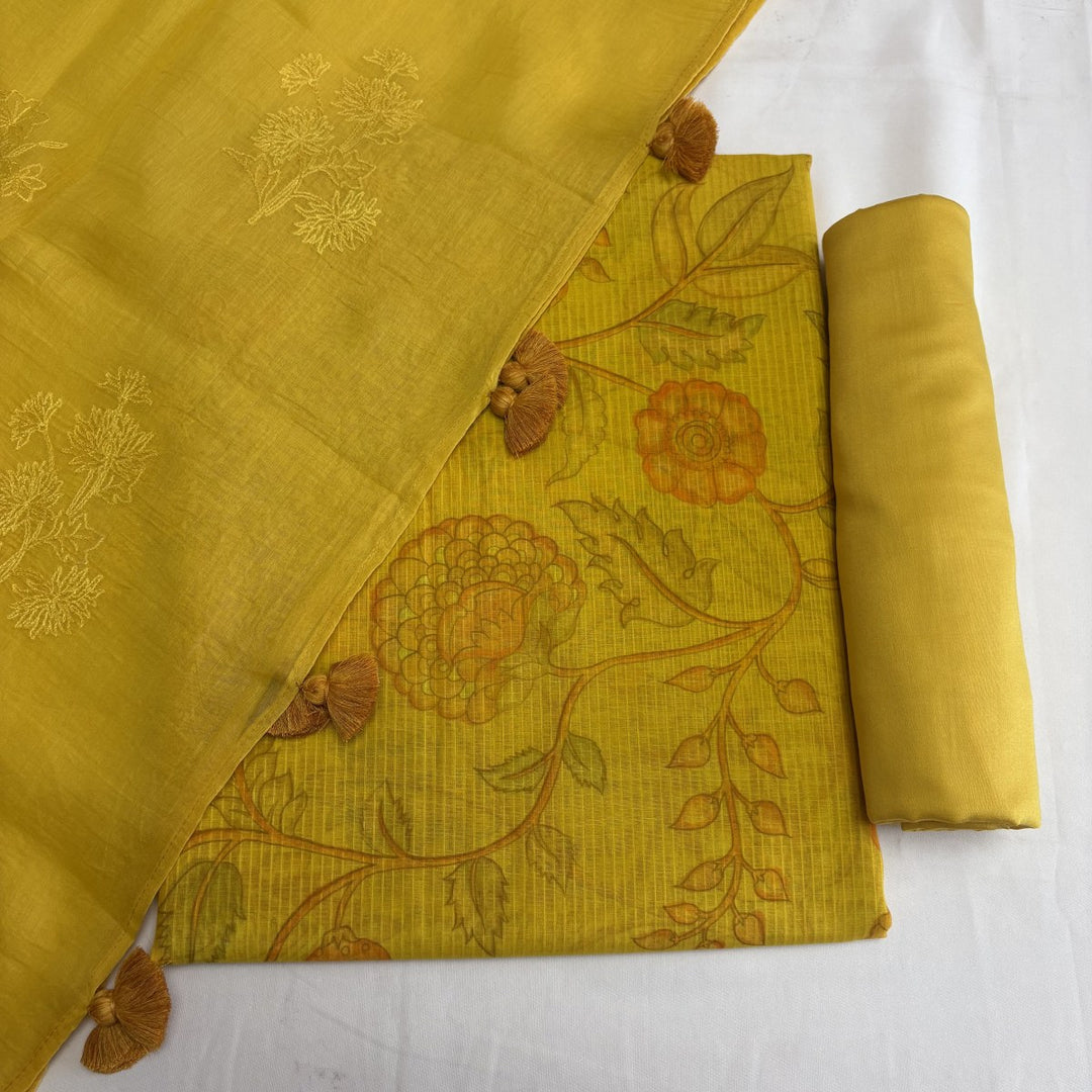 Premium Silk Chanderi Hand Print Unstitched Suit-S301184-2