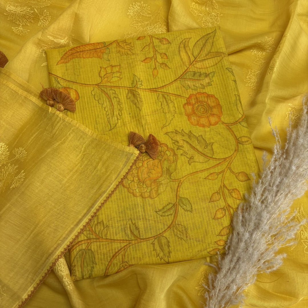 Premium Silk Chanderi Hand Print Unstitched Suit-S301184-2