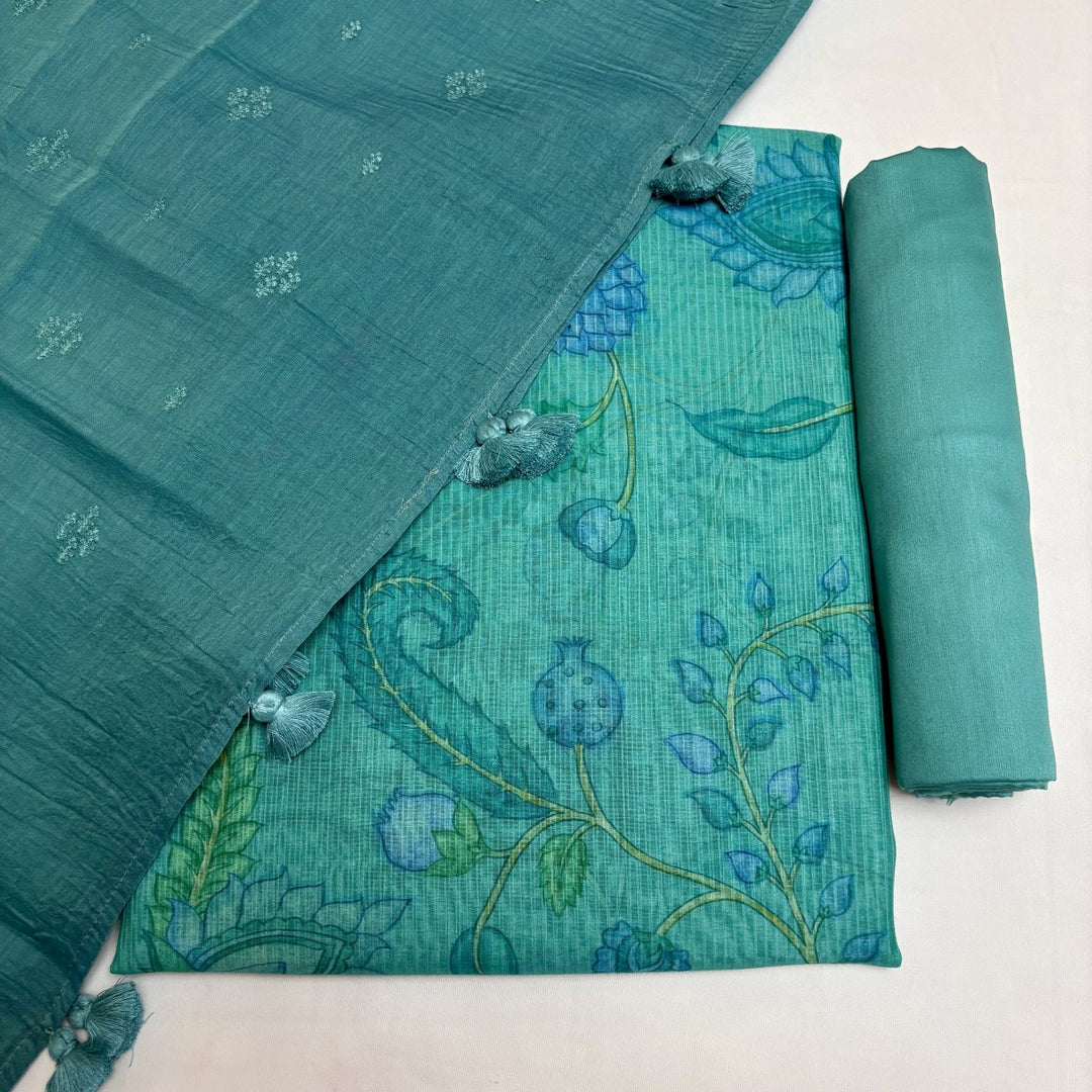 Premium Silk Chanderi Hand Print Unstitched Suit-S301184-3