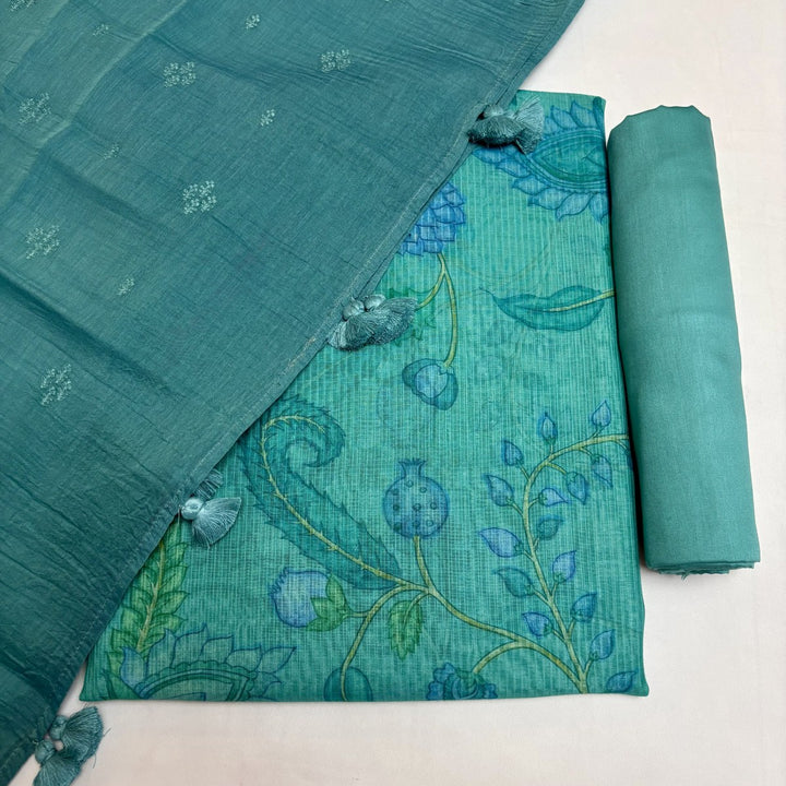 Premium Silk Chanderi Hand Print Unstitched Suit-S301184-3