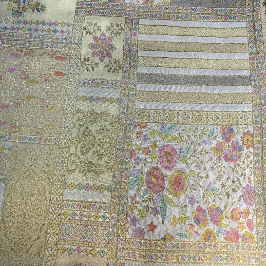 Dola Silk Position Print With Zari Jaquard Fabrics