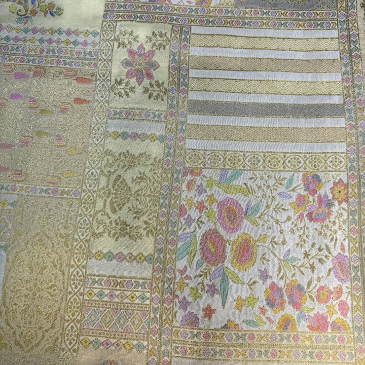 Dola Silk Position Print With Zari Jaquard Fabrics