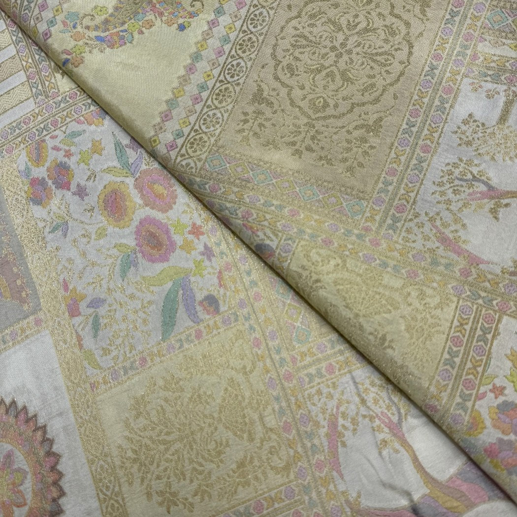 Dola Silk Position Print With Zari Jaquard Fabrics