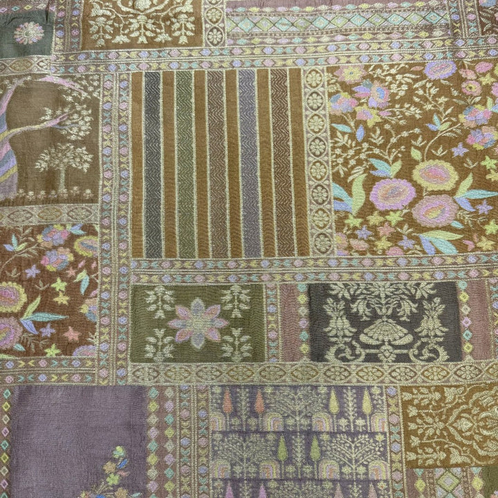 Dola Silk Position Print With Zari Jaquard Fabrics