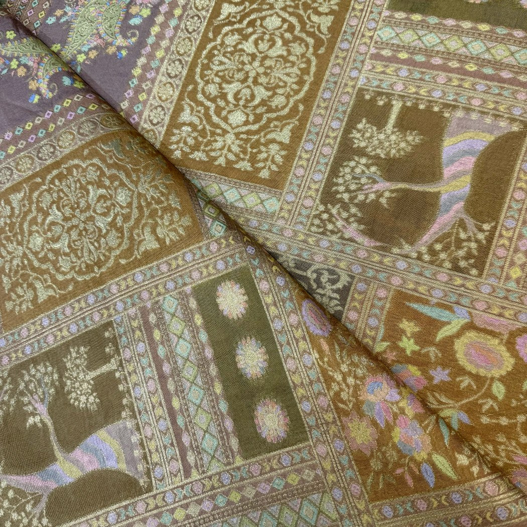 Dola Silk Position Print With Zari Jaquard Fabrics