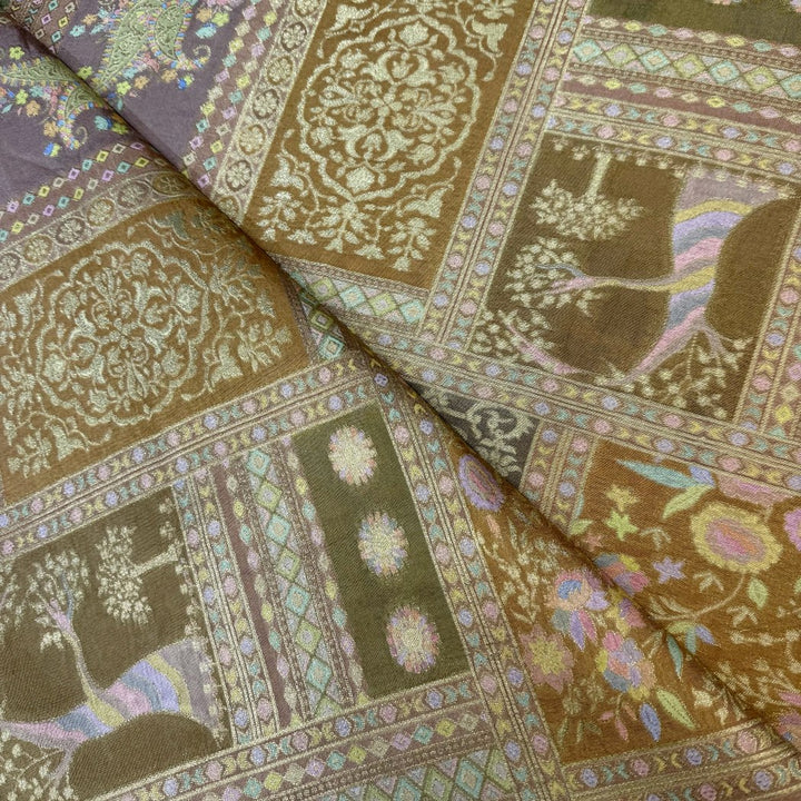 Dola Silk Position Print With Zari Jaquard Fabrics