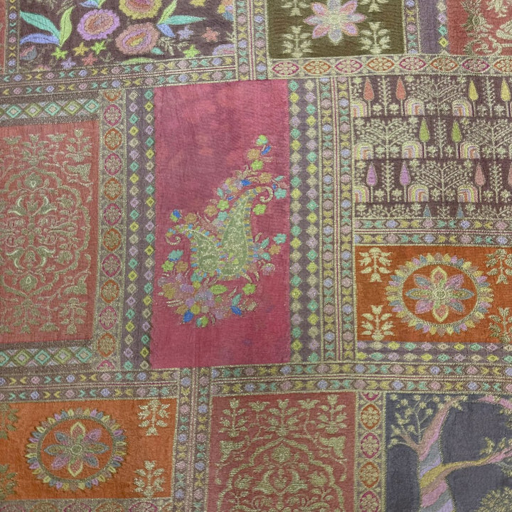 Dola Silk Position Print With Zari Jaquard Fabrics