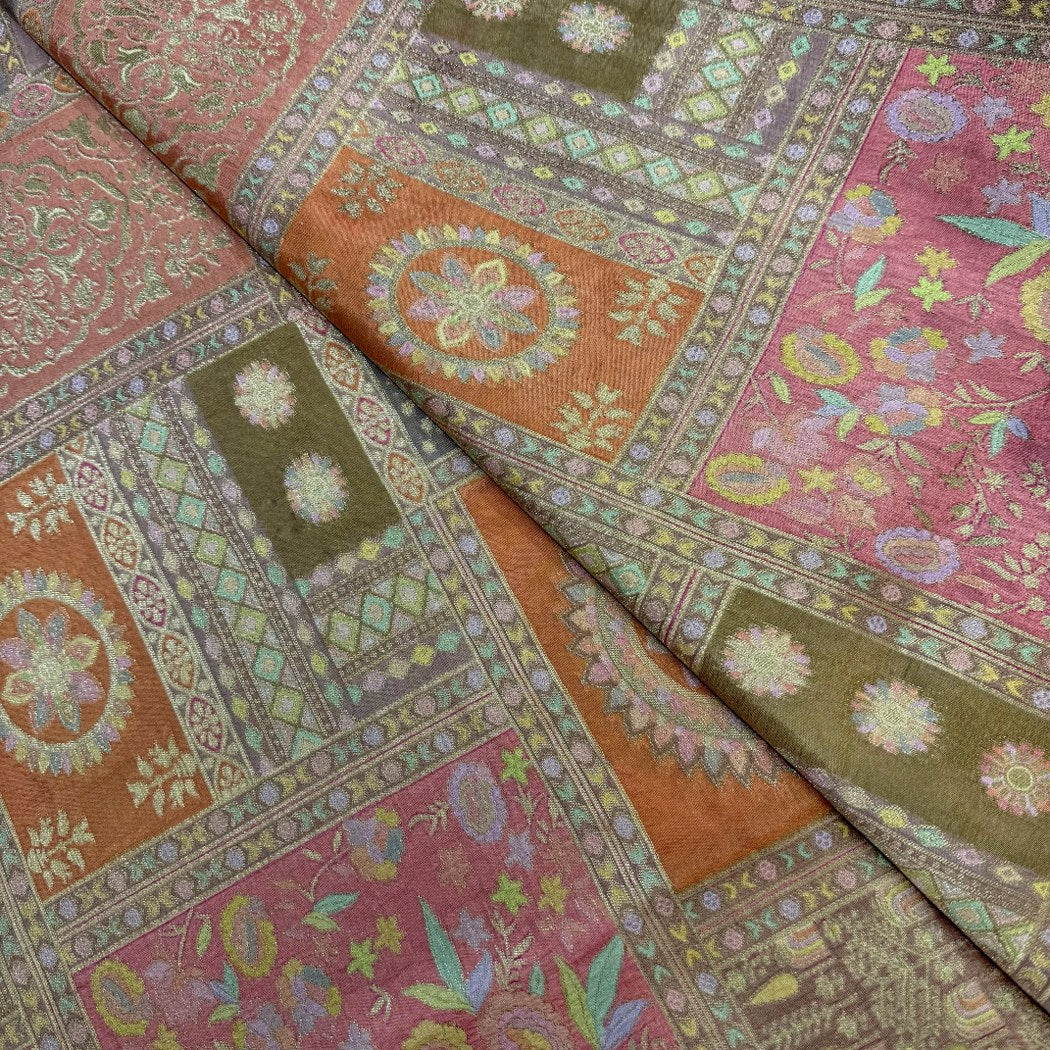 Dola Silk Position Print With Zari Jaquard Fabrics