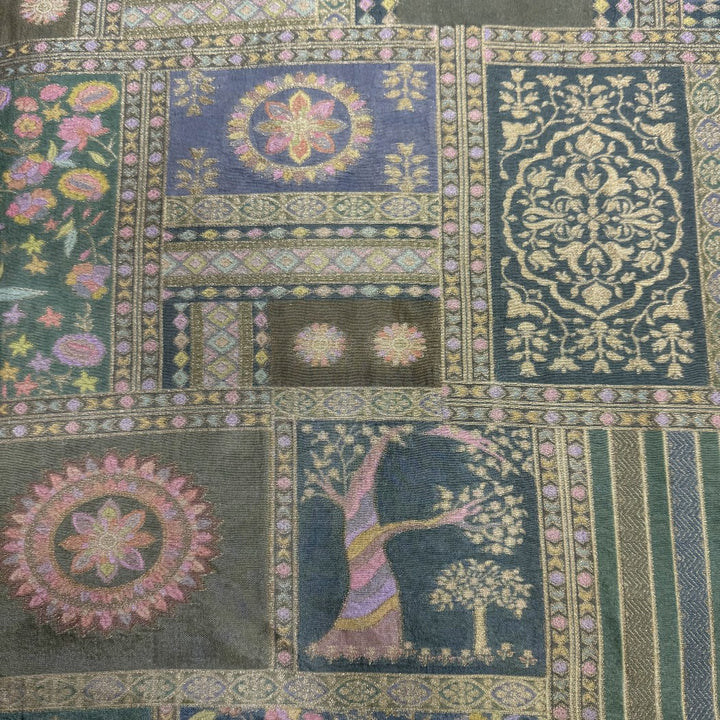 Dola Silk Position Print With Zari Jaquard Fabrics