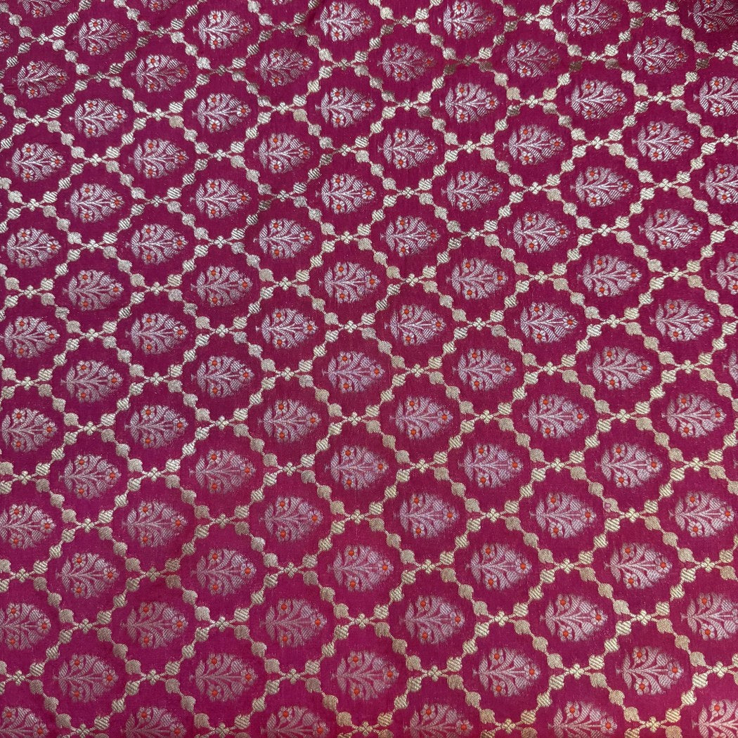 Pure Katan Teefli Meena Zari Brocade Fabrics