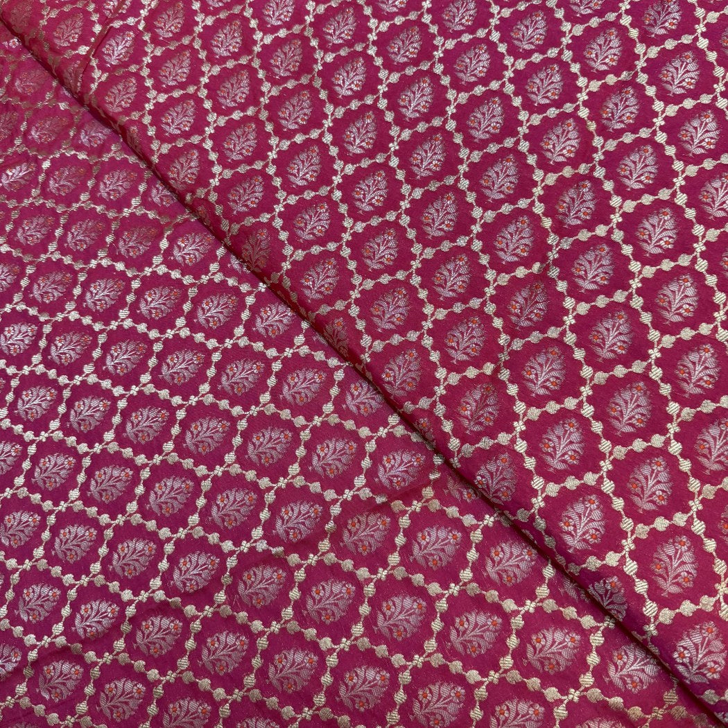 Pure Katan Teefli Meena Zari Brocade Fabrics