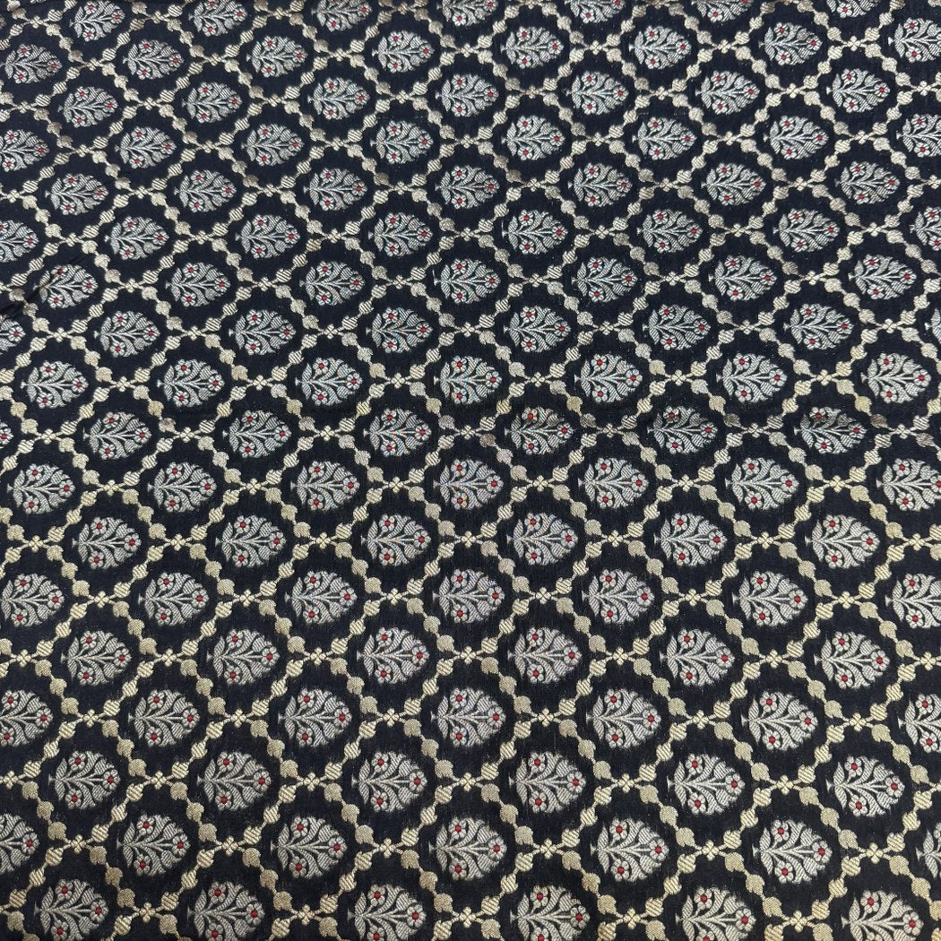 Pure Katan Teefli Meena Zari Brocade Fabrics