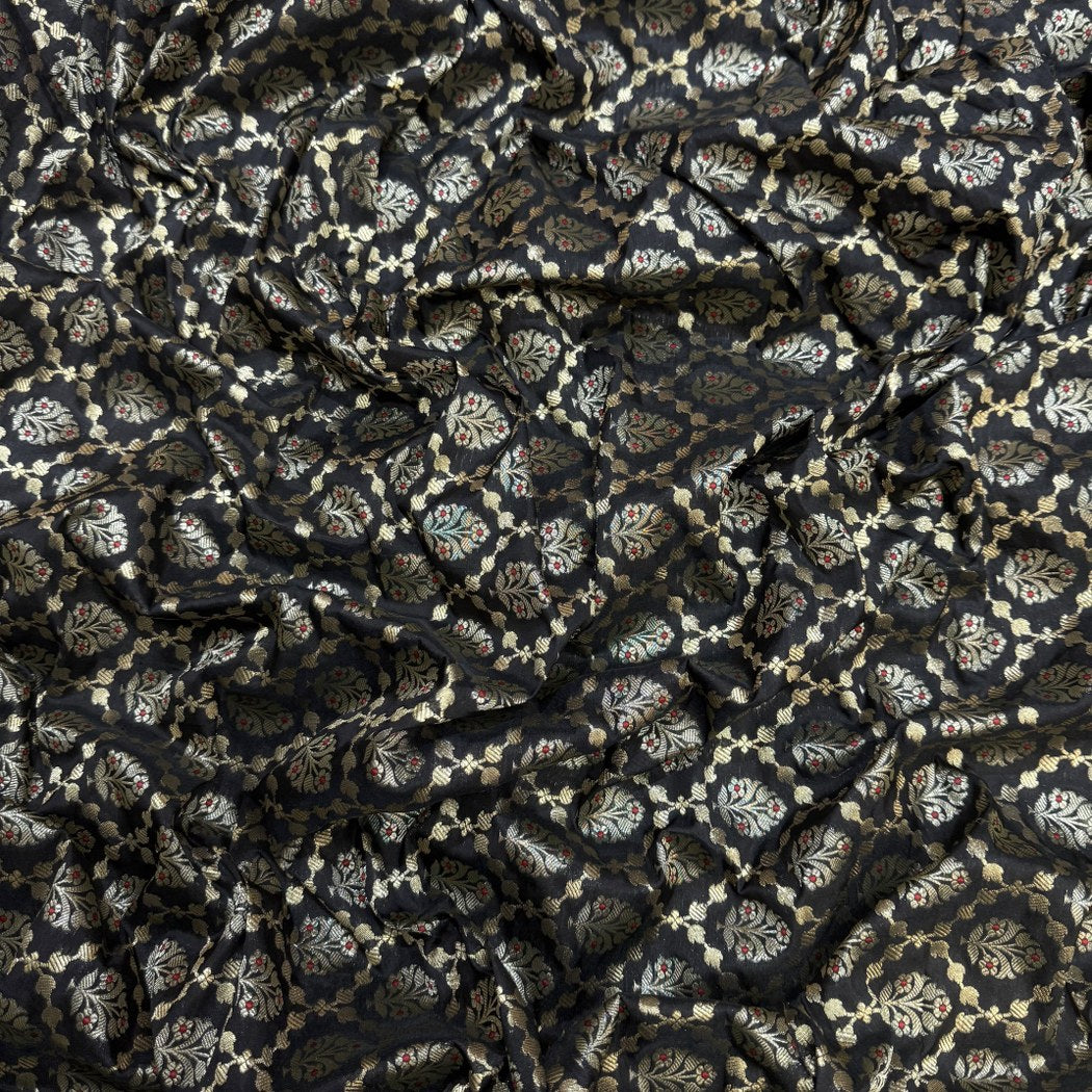 Pure Katan Teefli Meena Zari Brocade Fabrics