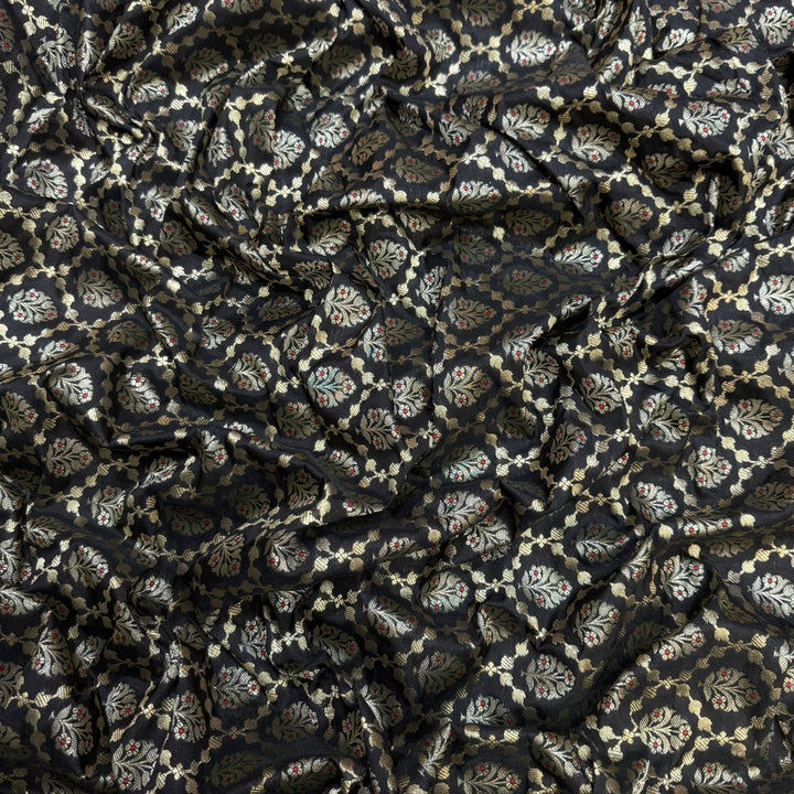 Pure Katan Teefli Meena Zari Brocade Fabrics