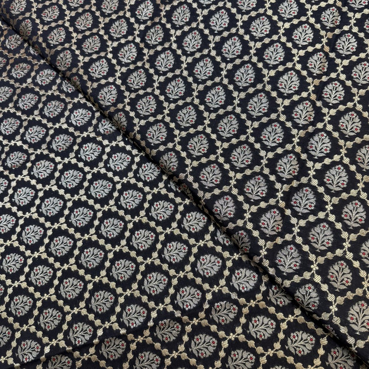 Pure Katan Teefli Meena Zari Brocade Fabrics