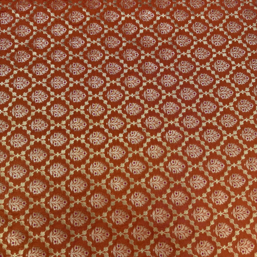 Pure Katan Teefli Meena Zari Brocade Fabrics