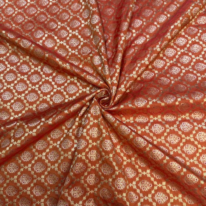 Pure Katan Teefli Meena Zari Brocade Fabrics