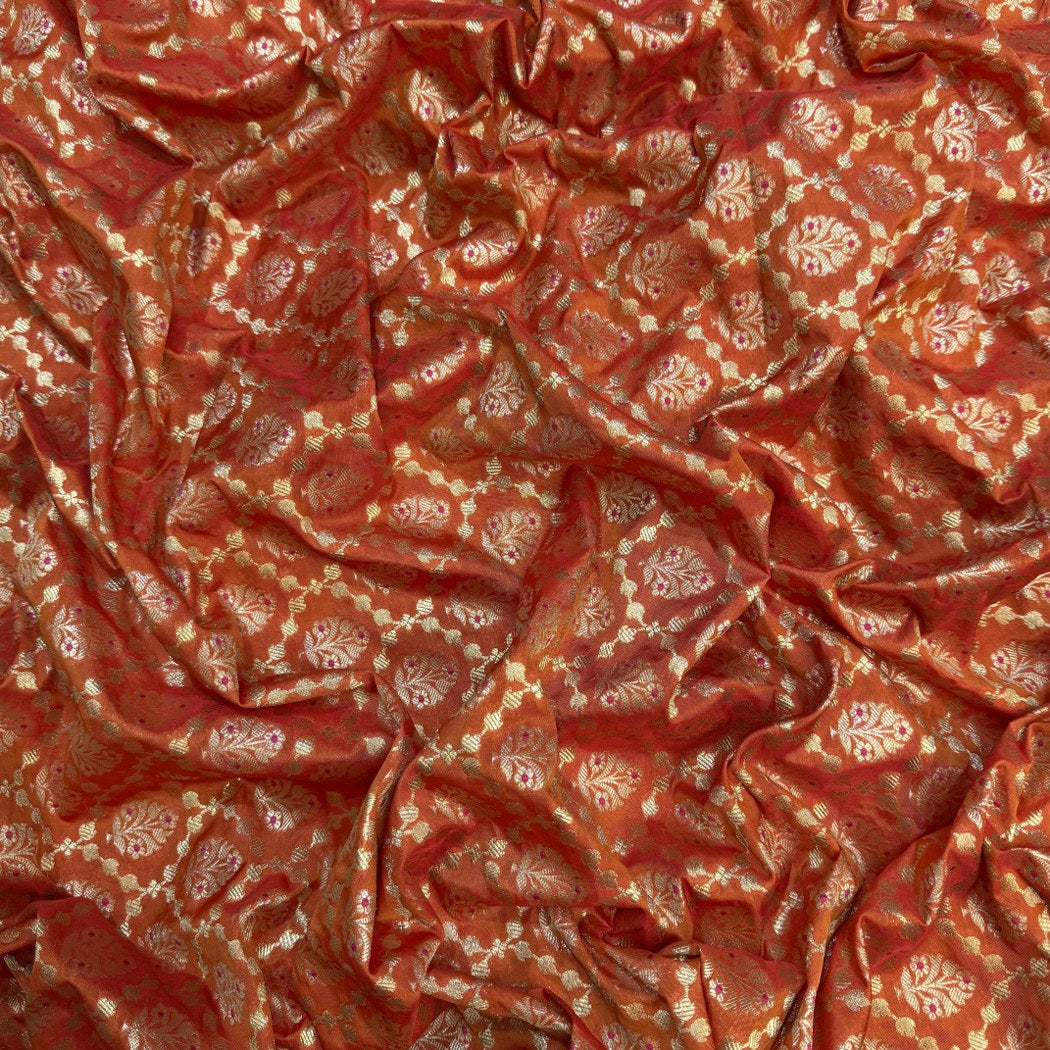 Pure Katan Teefli Meena Zari Brocade Fabrics