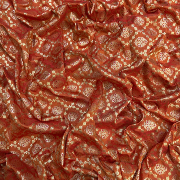 Pure Katan Teefli Meena Zari Brocade Fabrics