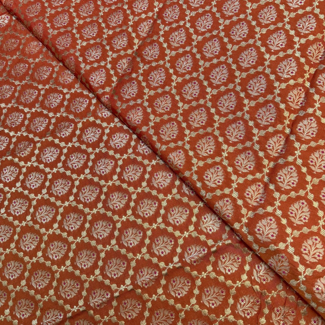 Pure Katan Teefli Meena Zari Brocade Fabrics