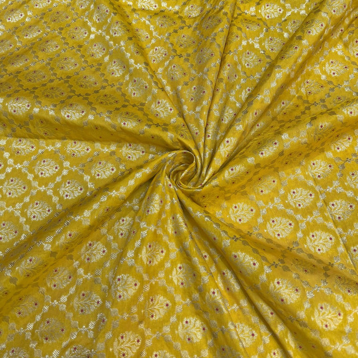 Pure Katan Teefli Meena Zari Brocade Fabrics