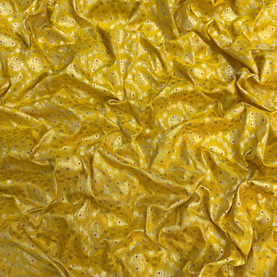 Pure Katan Teefli Meena Zari Brocade Fabrics