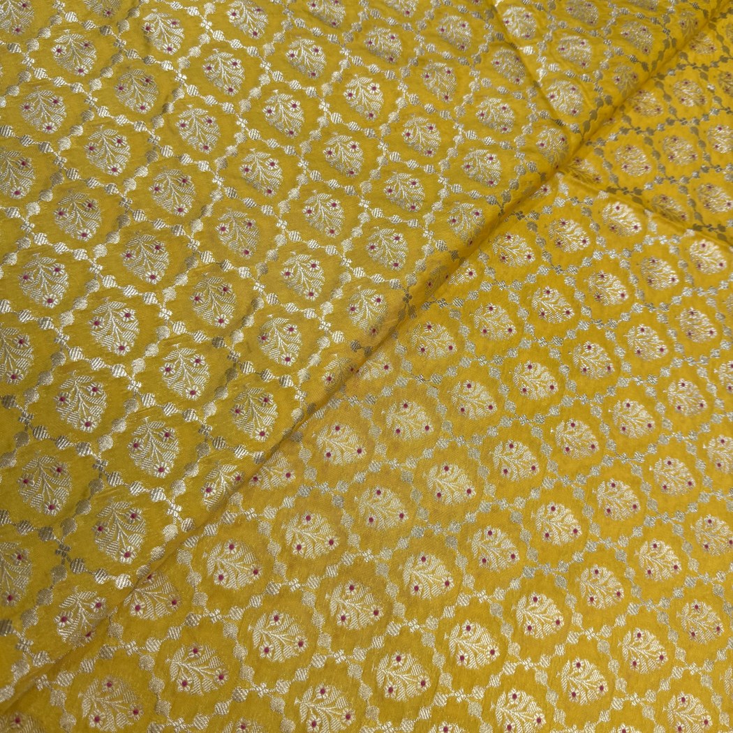 Pure Katan Teefli Meena Zari Brocade Fabrics