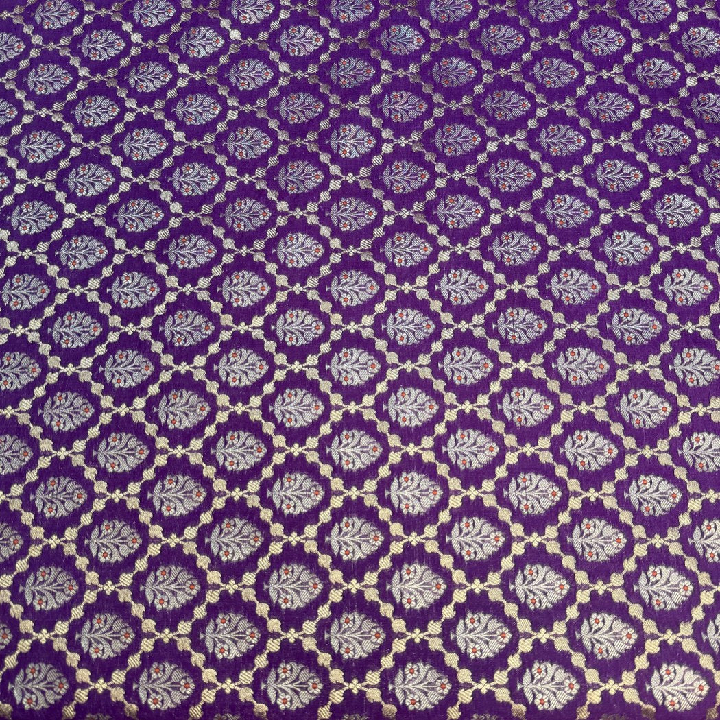 Pure Katan Teefli Meena Zari Brocade Fabrics