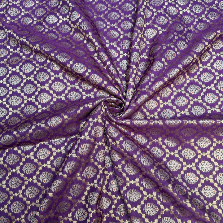 Pure Katan Teefli Meena Zari Brocade Fabrics