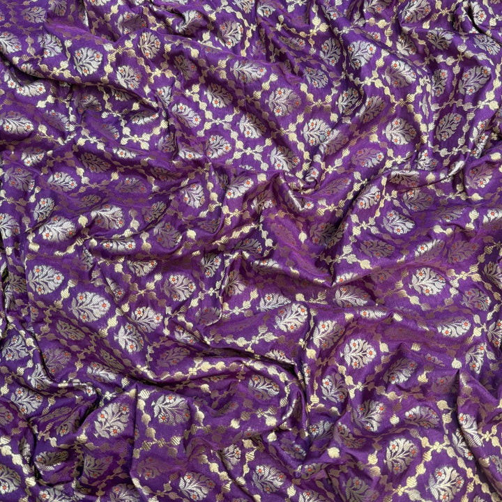 Pure Katan Teefli Meena Zari Brocade Fabrics