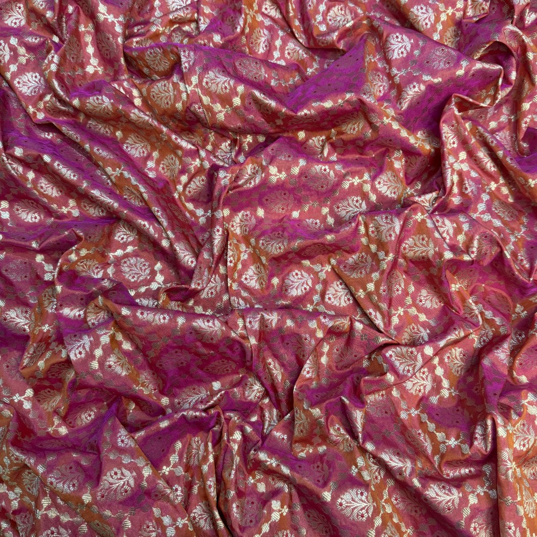 Pure Katan Teefli Meena Zari Brocade Fabrics