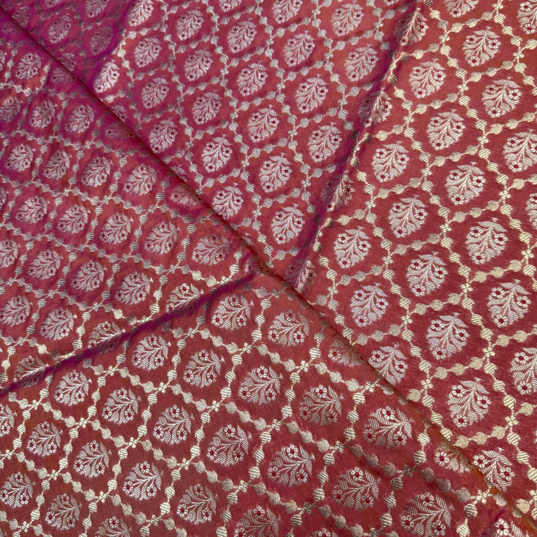Pure Katan Teefli Meena Zari Brocade Fabrics