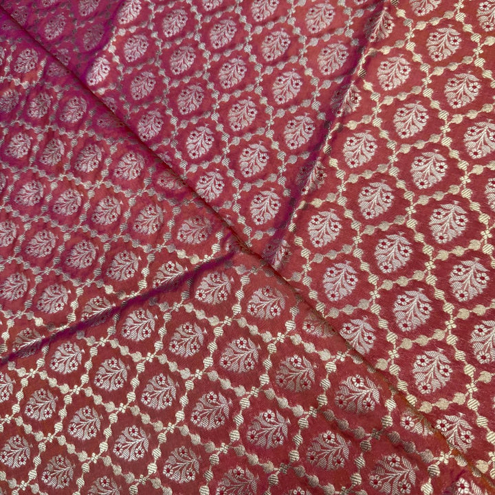 Pure Katan Teefli Meena Zari Brocade Fabrics