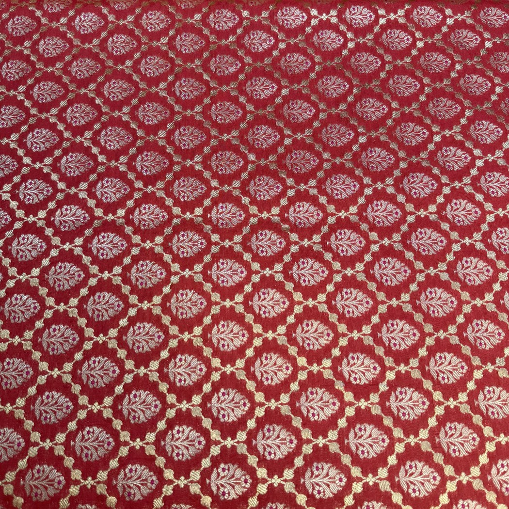 Pure Katan Teefli Meena Zari Brocade Fabrics
