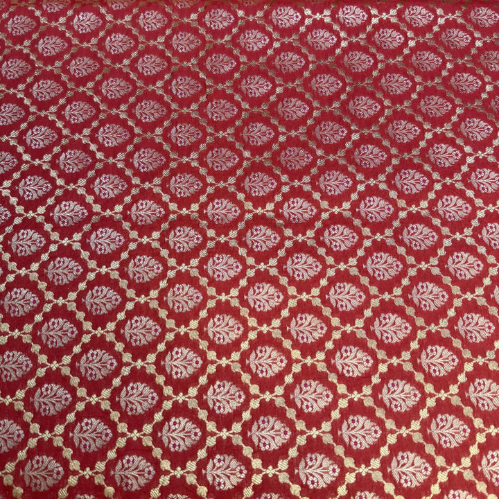 Pure Katan Teefli Meena Zari Brocade Fabrics