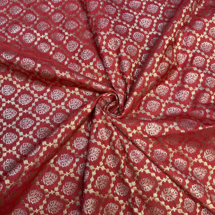 Pure Katan Teefli Meena Zari Brocade Fabrics