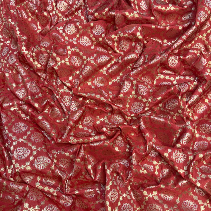 Pure Katan Teefli Meena Zari Brocade Fabrics