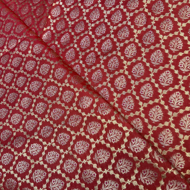 Pure Katan Teefli Meena Zari Brocade Fabrics