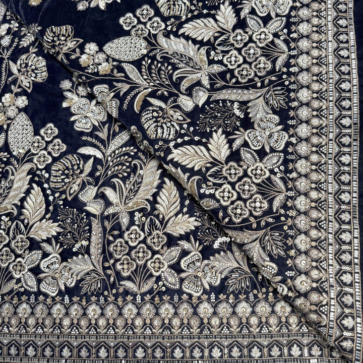 Velvet Moti With Sequins Embroidery Fabrics