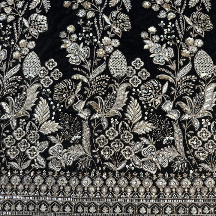 Velvet Moti With Sequins Embroidery Fabrics