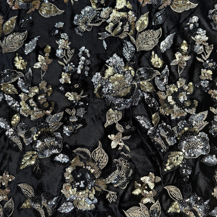 Velvet Moti With Sequins Embroidery Fabrics