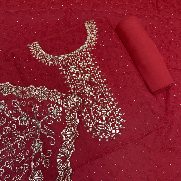 Tissue Self-Design Unstitched Suit Set