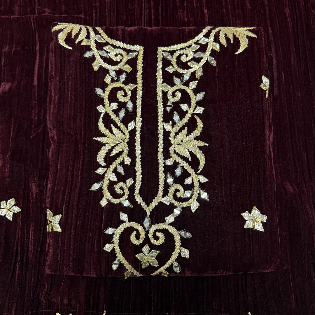 Pure Silk Velvet Unstitched Suits Set