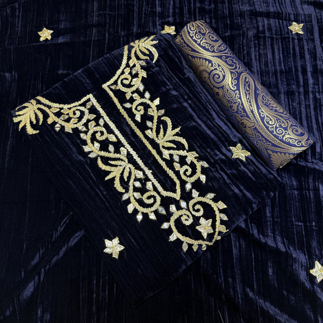 Pure Silk Velvet Unstitched Suits Set