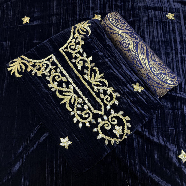 Pure Silk Velvet Unstitched Suits Set