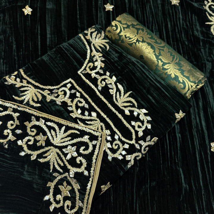 Pure Silk Velvet Unstitched Suits Set