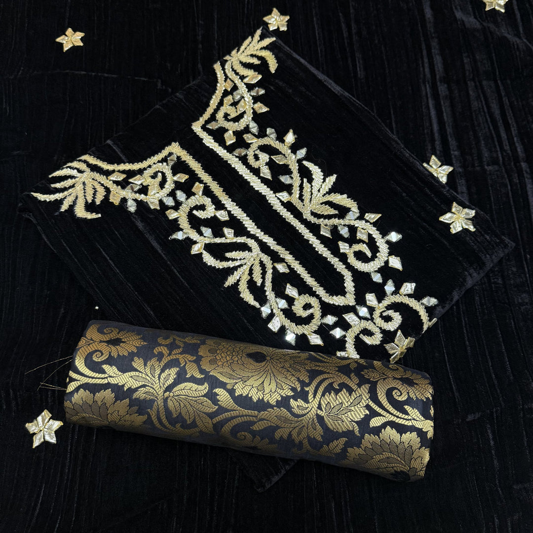 Pure Silk Velvet Unstitched Suits Set